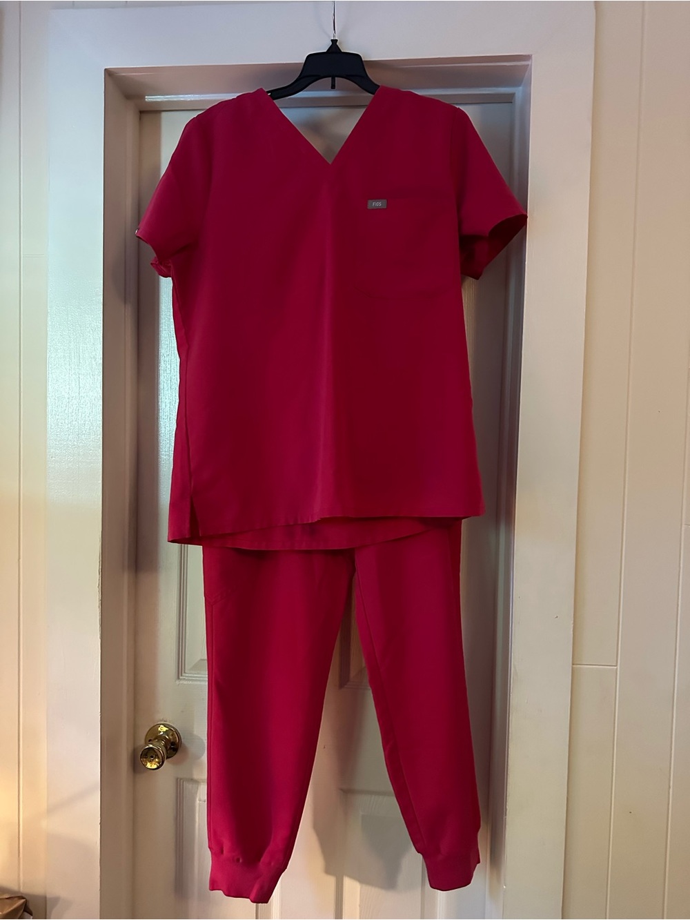 Figs Women Bright Pink V-Neck Medical Set
